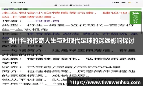 谢什科的传奇人生与对现代足球的深远影响探讨