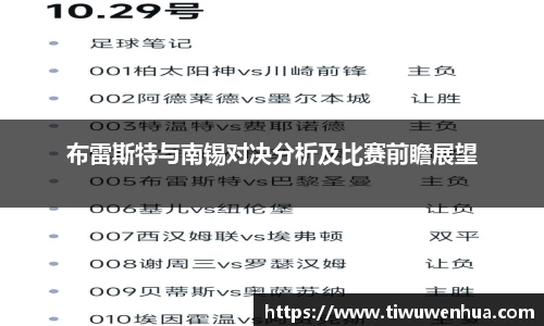 布雷斯特与南锡对决分析及比赛前瞻展望